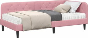 vidaXL Κρεβάτι Γωνίας Ροζ 90 x 190 cm Βελούδο