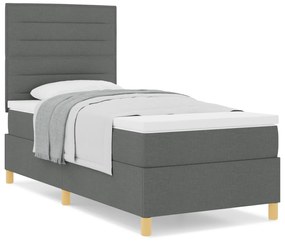 vidaXL Κρεβάτι Με Στρώμα Σκούρο Γκρίζο 100x200 εκ. Ύφασμα