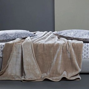 Κουβέρτα Βελουτέ Υπέρδιπλη (220x240) Kentia Loft Notte 26 Ecru