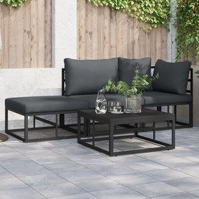 vidaXL Σετ Καναπέ Κήπου 3 pcs Μαύρο 211.5 x 71.5 x 71 εκ Αλουμίνιο