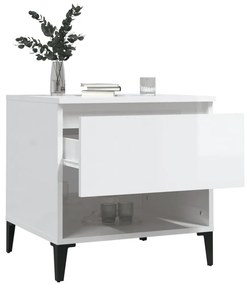 vidaXL Βοηθητικό Τραπέζι Γυαλιστ. Λευκό 50x46x50εκ. Επεξεργασμένο Ξύλο