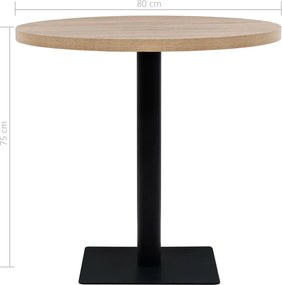 vidaXL Τραπέζι Bistro Στρογγυλό Χρώμα Δρυός 80 x 75 εκ. MDF / Ατσάλι