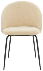 Καρέκλα Fersais pakoworld εκρού μπουκλέ-μαύρο μέταλλο 48x57x81εκ | Συσκευασία 2 τμχ
