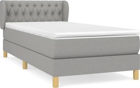 vidaXL Κρεβάτι Boxspring με Στρώμα Ανοιχτό Γκρι 100x200 εκ. Υφασμάτινο