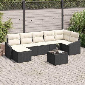 vidaXL Σετ Καναπέ Κήπου 8 pcs Μαύρο Πολυ ράταν