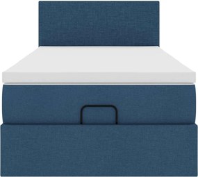 vidaXL Οθωμανικό κρεβάτι με στρώμα μπλε 100x200cm ύφασμα