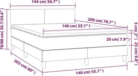 vidaXL Κρεβάτι Boxspring με Στρώμα Taupe 140x200 εκ. Υφασμάτινο