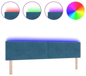 vidaXL LED Κεφαλάρι Με Κουμπιά σε Σκούρο Μπλε 100 εκ Βελούδο