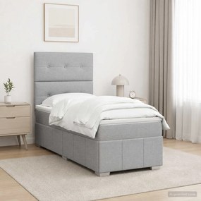 vidaXL Κρεβάτι box spring με στρώμα Ανοιχτό γκρι 100 x 200 cm Ύφασμα