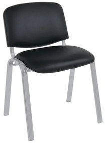 SIGMA Καρέκλα Στοιβαζόμενη Γραφείου Επισκέπτη, Μέταλλο Βαφή Silver, PVC Μαύρο  55x60x79cm / Σωλ.35x16/1mm [-Μαύρο-] [-Μέταλλο/PVC - PU-] ΕΟ550,12W