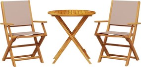 vidaXL Σετ Επίπλων Bistro 3 τεμ. Taupe Ύφασμα/Μασίφ Πεύκου