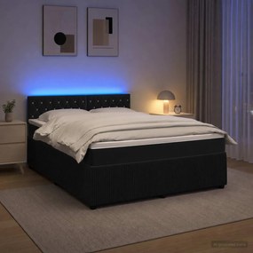 vidaXL Κρεβάτι box spring με στρώμα Μαύρο 140 x 190 cm Βελούδο