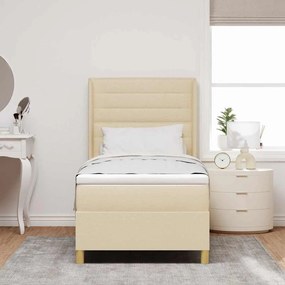 vidaXL Κρεβάτι με ελατήρια με στρώμα Κρεμ 100 x 200 cm ύφασμα