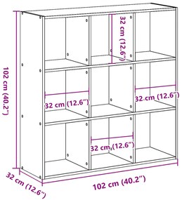 Βιβλιοθήκη Καπνιστή Δρυς 102x32x102 εκ. από Επεξεργασμένο Ξύλο - Καφέ