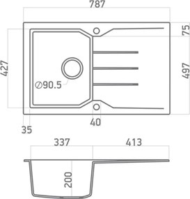 Sanitec Ultra Granite 807 (79x50) - Γρανιτένιος νεροχύτης - Sienna
