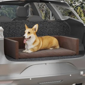 vidaXL Κάθισμα Αυτοκινήτου Σκύλου Καφέ 110x70 εκ. Όψη Λινού