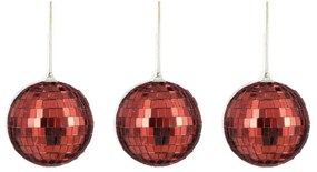 Χριστουγεννιάτικες Μπάλες Disco Mirror 02.1162259 (Σετ 3τμχ) 8cm Red