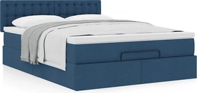 vidaXL Οθωμανικό κρεβάτι με στρώμα μπλε 140x190cm ύφασμα
