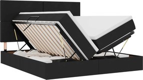 vidaXL LED Κρεβάτι αποθήκευσης με στρώμα Μαύρο 200 x 200 cm Ύφασμα
