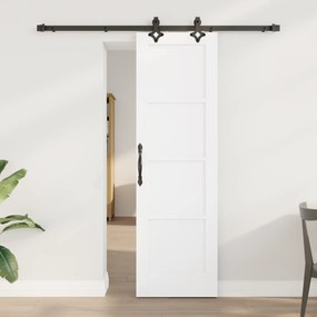 vidaXL Συρόμενη Πόρτα με Σετ Εξαρτημάτων Λευκή 61x198.5 εκ. Συμπαγές Ξύλο Πεύκου