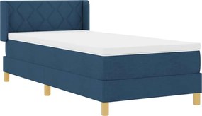 vidaXL Κρεβάτι με ελατήρια με στρώμα Μπλε 190 x 90 cm Πολυεστέρας