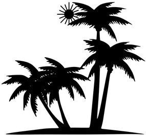 Διακοσμητικό Τοίχου Palm And The Sun 891TNL3120 71x65cm Black Wallity Μέταλλο