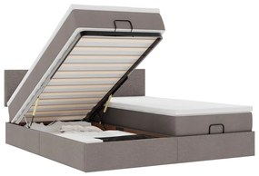 vidaXL Οθωμανικό κρεβάτι με στρώματα Taupe 200x200cm ύφασμα
