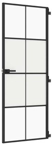vidaXL Εσωτερική Πόρτα Μαύρη 76x201,5 εκ. Ψημένο Γυαλί και Αλουμίνιο