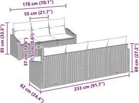 vidaXL Σετ Καναπέ Κήπου 8 τμχ. Μπεζ συνθετικό ρατάν
