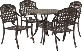 vidaXL Σέτ φαγητού για κήπο 5 pcs Μπρονζέ Αλουμίνιο