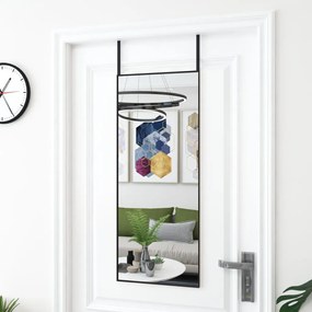 Καθρέπτης Πόρτας Μαύρος 40 x 100 εκ. από Γυαλί και Αλουμίνιο - Μαύρο