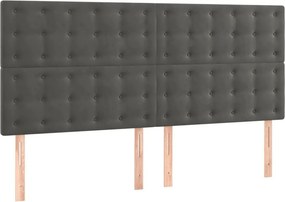 vidaXL Κρεβάτι Boxspring με Στρώμα Σκούρο Γκρι 180x200 εκ. Βελούδινο