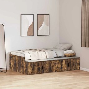 vidaXL Κρεβάτι με αποθηκευτικό χώρο Καπνιστή δρυς 75 x 190 cm