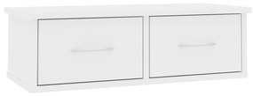 Ράφι Τοίχου με Συρτάρια Λευκό 60 x 26 x 18,5 εκ. από Επεξ. Ξύλο - Λευκό