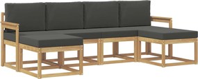 vidaXL Σειρά Καναπέ Εξωτερικού 6 pcs Άσπρο και Ανθρακί Πολυεστέρας