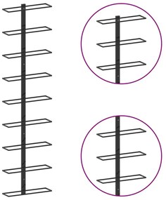 Βάση Κρασιών Τοίχου για 9 Φιάλες Μαύρη Σιδερένια - Μαύρο