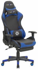 Καρέκλα gaming Berwyn 183, Μαύρο, Μπλε, 124x55x60cm, 22 kg, Με ρόδες, Με μπράτσα, Μηχανισμός καρέκλας: Κλίση | Epipla1.gr