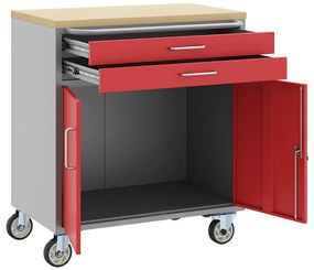 vidaXL Εργαστήριο με συρτάρι Κόκκινο και γκρι 75 x 45 x 85 εκ.