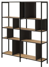 Βιβλιοθήκη Maxi Megapap χρώμα sapphire oak - silky black 144x35x175εκ.