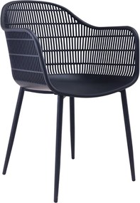 BERRY Πολυθρόνα Μέταλλο Βαφή Μαύρο, PP-UV Μαύρο   6τμχ