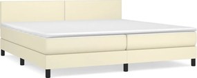 vidaXL Κρεβάτι Boxspring με Στρώμα Κρεμ 200x200 εκ. Συνθετικό Δέρμα