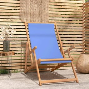 Καρέκλα Παραλίας Πτυσσόμενη Μπλε από Μασίφ Ξύλο Teak - Μπλε