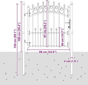 vidaXL Πύλη Φράχτη με Ακίδες EMMEN 100 x 100 cm Γκρι