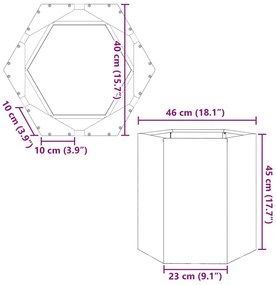 Ζαρντινιέρες Κήπου 2τεμ Εξάγωνη 46x40x45 εκ Γαλβανισμένο Χάλυβα - Ασήμι