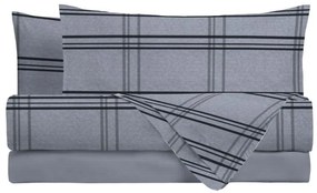 Amo la Casa Σετ Σεντόνια King Size Φανελένια με Λάστιχο 180×200/240×290 – Bio Μπλε