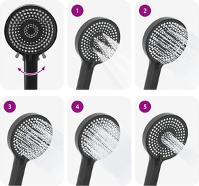 vidaXL Σετ Κεφαλής Ντους Μαύρο G 1 / 2 ίντσες