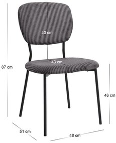 Σετ τραπεζαρία 5τμχ Roger - Kevin Megapap Mdf - ύφασμα χρώμα σκούρο γκρι σκυροδέματος - γκρι 120x70x75εκ.