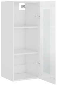 vidaXL Ντουλάπι Γυαλ. Λευκό 34,5 x 34 x 180 εκ. από Επεξεργασμένο Ξύλο