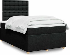 vidaXL Κρεβάτι Boxspring με Στρώμα Μαύρο 120x190 εκ. Υφασμάτινο