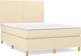 vidaXL Κρεβάτι Boxspring με Στρώμα Κρεμ 140x200 εκ. Υφασμάτινο